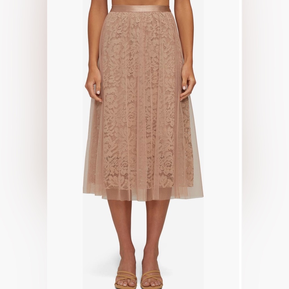NWT Wildfox pleated Lace Midi Skirt in mauve chalk - S